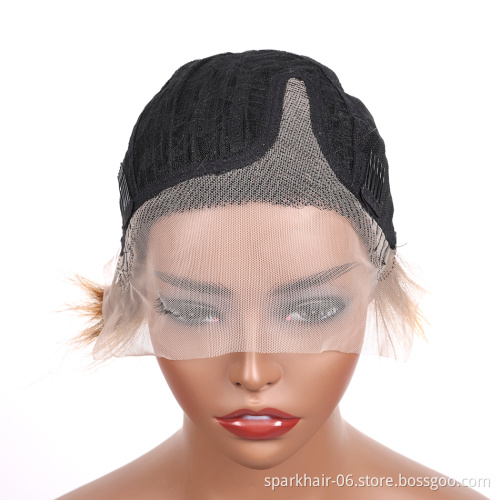 High Density Wholesale Price Swiss Lace Peruvian Hair Human Hair Wig 9A Grade Pixie Cut Short Full Lace Wig